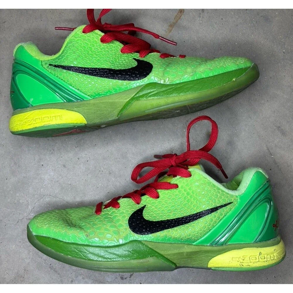 Nike Zoom Kobe 6 Grinch Low Green Basketball Shoes CW2190-300 Size 6.5 Youth